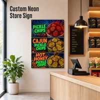 Enseigne publicitaire LED néon personnalisée 60x90cm, à suspendre au mur, avec prise secteur, éclairage LED néon, enseigne lumineuse pour affichage commercial