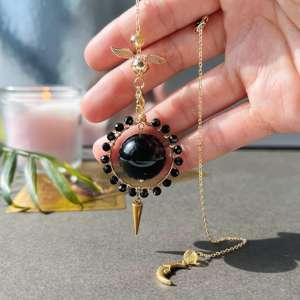 DIY Natural Obsidian Pêndulo Cristal Cura Pedras <span class=keywords><strong>Suncatcher</strong></span> Witchcraft Sphere Planet Colar para Carro Pendurado Presentes - Product Image 2