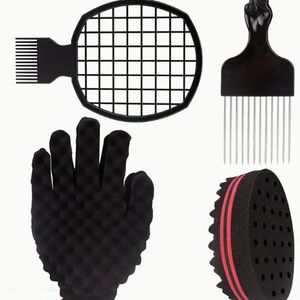 Commercio all'ingrosso capelli africani Twist spugna <span class=keywords><strong>Set</strong></span> due lato arricciatura spugna per uomini neri Hip Hop maglia pettine - Product Image 2