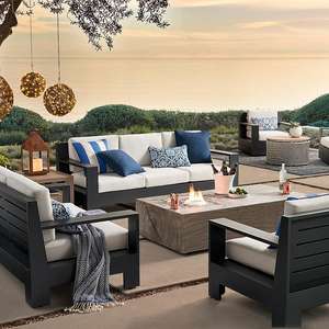 Muebles de Hotel de aluminio cepillado, muebles modernos de Metal para jardín, Aire libre, sofá con cojín - Product Image 1