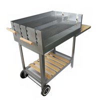 Barbecue au charbon de bois moderne haut de gamme en fer avec chariot et hauteur de cuisson réglable pour jardin et cuisine