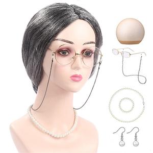 7 unids/set abuela anciana vestido conjunto abuela <span class=keywords><strong>disfraz</strong></span> peluca adulto chico Halloween mascarada Cosplay fiesta <span class=keywords><strong>bruja</strong></span> decoración evento - Product Image 6