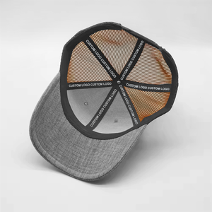 Gorras Trucker Personalizadas con Bordado y Parche Tejido, MOQ Bajo, para <span class=keywords><strong>Hombre</strong></span>, 6 Paneles, 100% Algodón, Estilo 112, Ajustables con Cierre a Presión, Malla Gris - Product Image 5