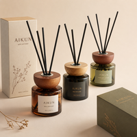 Ensemble diffuseur de parfum personnalisé Aikun, marque privée, parfum d'ambiance pour la maison, flacon en verre, diffuseur à bâtonnets en rotin pour hôtel, spa, cadeau, décoration