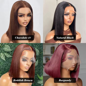 Peluca Bob Frontal de Encaje 13x4 100% Natural, Pre-Desplumada, Corte Recto, Cabello Humano Virgen, Estilo Liso, Cabello Brasileño Crudo para Mujer - Product Image 5