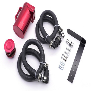 Oil Catch <b>Can</b> Kit With <b>Air</b> Filter For 11-21 Ford 5.0 6.2 3.5EB 2.7EB Models Red Black Metal Retrofit Upgrade - Product Image 1