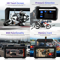 Podofo Écran portable 6,2 pouces pour moto Carplay/Android Auto BT WiFi IP68 étanche avec 2 caméras BSD Personnalisation ODM