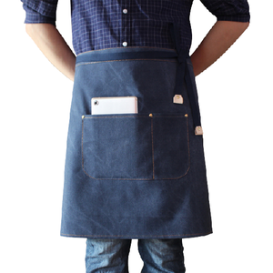 Kerousi tùy chỉnh một nửa chiều dài không tay Tạp dề tối màu xám rửa vải thời trang 1-4 túi Cà phê cửa hàng nhà hàng Eo Loại - Product Image 1