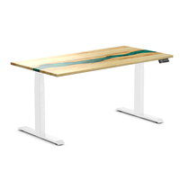 Table en bois en résine époxy Table électrique pour bureau à domicile Table debout électrique automatique Bureau d'ordinateur