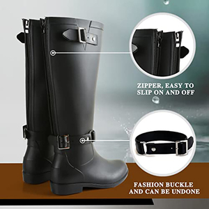<span class=keywords><strong>Botas</strong></span> <span class=keywords><strong>de</strong></span> Lluvia Duraderas <span class=keywords><strong>de</strong></span> PVC para <span class=keywords><strong>Mujer</strong></span>, Impermeables, a Media Pantorrilla, Estilo Chelsea con Hebilla Decorativa, Acabado Mate - Product Image 4