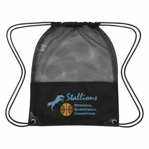 Wholesale OEM Logo 210D Polyester <b>Drawstring</b> Storage Mesh <b>Bag</b> Sturdy and Durable for Beach Toys Ball Camping Clothing Sports - Product Image 3