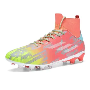 Adults 35-46 Fashion digital printing Football Sports Training Shoes Turf Non-slip High-top Football Shoes Soccer Boots