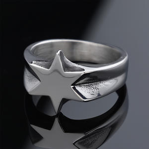 Кольцо из нержавеющей стали с геометрическим дизайном звезды, позолоченное, не тускнеющее, в стиле ретро, для хип-хопа - Product Image 2