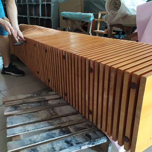 Özelleştirilmiş ahşap tezgah bahçe kentsel sokak mobilyası katı ahşap tasarım büyük dayanıklı açık sandalyeler ile arkalığı - Product Image 6