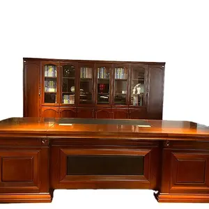 Offre Spéciale table de bureau patron en forme de L en bois de luxe ensemble de mobilier de bureau poste de travail PDG