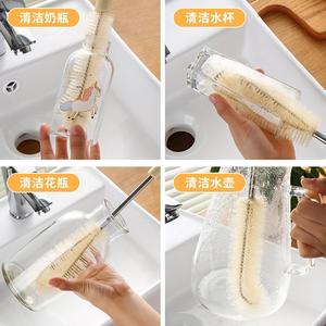 <b>Bottle</b> <b>Brush</b> Cup Cleaning <b>Brush</b> Long Handle Nylon Wood Handle For Kitchen Household Use - Product Image 2