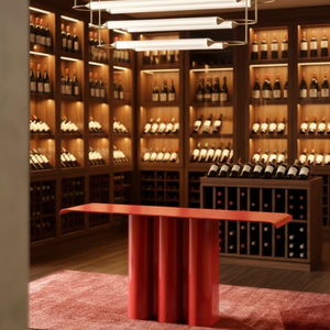 <span class=keywords><strong>Console</strong></span> rétro-moderne laquée bordeaux à colonnes cannelées pour entrée, salon <span class=keywords><strong>de</strong></span> cocktails et décoration <span class=keywords><strong>de</strong></span> hall <span class=keywords><strong>de</strong></span> co-ventilation - Product Image 1