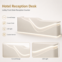 Comptoir de réception d'hôtel, comptoir d'accueil, comptoir de réception incurvé avec éclairage LED crème, design de mobilier commercial personnalisé