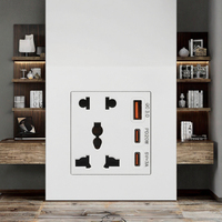 Prises murales universelles modernes UK 13A type 86 avec 5 prises et ports USB Type-C à charge rapide et Wi-Fi