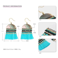 Boucles d'oreilles pendantes classiques rétro bohèmes ethniques faites à la main en coquillages naturels avec pompons, vente directe d'usine, version personnalisée