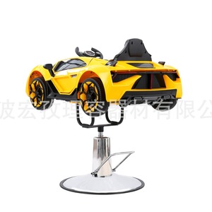 Chaise de coiffure pour enfants, jaune citron, hauteur réglable, design voiture jouet, pour 2 à 4 ans, unisexe, usage commercial - Product Image 5