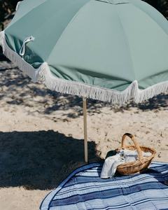 Parapluie en <span class=keywords><strong>bois</strong></span> style Boho, luxueux, coupe-vent, pour l'extérieur, soleil, pampilles de plage, en coton, avec Logo, offre spéciale, nouveauté - Product Image 3