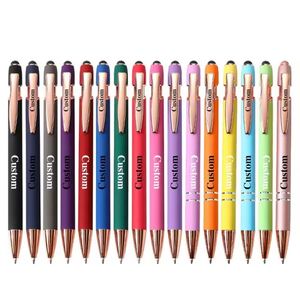 Promotional Custom Logo Ball Stylus Navy Blue Rose Gold Metal Pen Pens Black <b>Matt</b> <b>Rubber</b> Ballpoint - Product Image 3