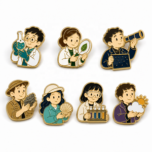En gros, Pin's en émail souple sur le thème des métiers (Cartoon), modèles Scientifique, Pilote, Ingénieur, pour enfants, thème STEM, cadeau personnalisé pour étudiants et enseignants - Product Image 2