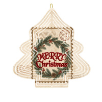 Pendentif en fer plat 2D à motif de couronne de sapin de Noël, idéal pour la décoration de porte ou de maison à Noël, personnalisable
