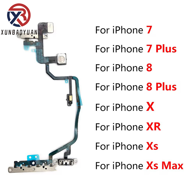 Power Flex for iPhone 6s 6s Plus 7G 8G 8 Plus X XS XSmax XR Mute Volume Button Switch Keys 1-Year Flex Cable Metal Parts