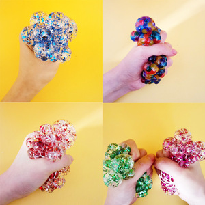 Hot bán tùy chỉnh chống căng thẳng Silicone mềm Bóp Bóng đồ chơi đầy màu sắc lưới <span class=keywords><strong>Squishy</strong></span> giấy crape trẻ em co giãn bên Quà Tặng - Product Image 6