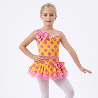 Vestido de Baile Jazz con Estampado de Lunares MiDee para Niñas, con Camisola, Detalles de Lazos y Falda Tutú para Actuaciones en Escenario
