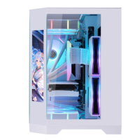 Boîtier PC LY en Verre Trempé avec Écran LCD, Refroidissement Liquide 240 360, Boîtiers d'Ordinateur de Jeu ATX avec Écran Type Cube
