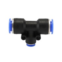 Z-MING ZM 0293 Connecteur de tube réducteur en T pneumatique en plastique bleu PE, raccord rapide, tuyau d'air 4-16MM