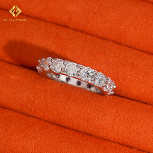 Anillo de Eternidad de Lujo con Diamantes Cultivados en Laboratorio, Forma Redonda, Certificado IGI, Plata S925, Una Hilera de Piedras de 4MM, Hecho a Medida - Product Image 4