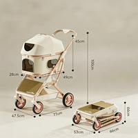 Poussette pour animaux de compagnie PETAOK en alliage d'aluminium léger à 4 roues, écologique, pliable en une seule étape, design simple, compatible chiens et chats, transport en voiture