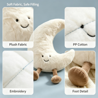 Coussin en peluche personnalisé en forme de croissant de lune, doux, crème, moelleux, céleste, pour cadeau et décoration intérieure