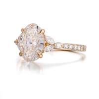 Bague en moissanite or 18 carats 4 carats, couleur D, VVS, tendance, simple, forme œuf de pigeon, bague de mariage personnalisable pour femme, vente chaude