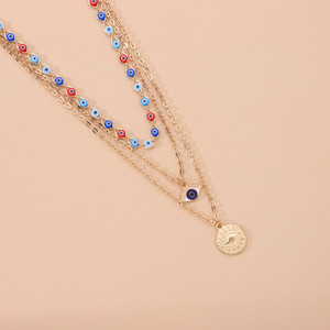Collana con ciondolo con perline diaboliche multistrato per ragazze alla moda esagerata con occhi fortunati colorati <span class=keywords><strong>collane</strong></span> con ciondolo - Product Image 3