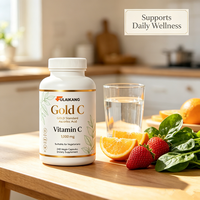 Vitamine C 1000mg en capsules végétales Gold C, marque privée, soutien immunitaire, certifié CGMP, 240 unités, directement de l'usine