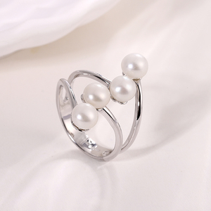 Bague en argent 925 originale KAMMY avec perle d'eau douce naturelle de 5 à 5,5 mm et zircon, bijoux fins - Product Image 6