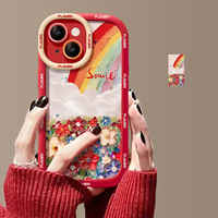 Dessin animé entièrement couvert pour iPhone 14 Pro Skin TPU PC matériaux compatibles pour Apple 16 Pro Max Electroplate Phone Grip Puff 13/15