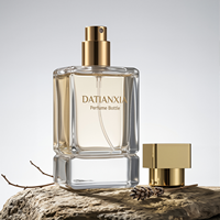 Flacon de parfum en verre personnalisé 30ml 50ml 100ml, flacon carré transparent, bouchon doré, emballage personnalisé avec logo, boîte cadeau