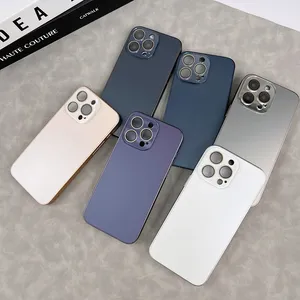 Coque en verre Nano AG couleur titane naturel pour iPhone 15/15 Pro Max Coque arrière en texture brossée givrée avec protecteur d'objectif