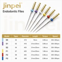 Juego de 6 limas endodónticas rotatorias Jinpei NiTi Gold de gran conicidad SX-F3 activadas por calor para conductos radiculares