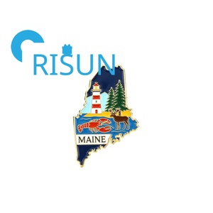 Magnete, Spilla, Distintivo da Bavero Personalizzato in Metallo Smaltato con Mappa della Bandiera dello Stato del Maine degli Stati Uniti, Souvenir da Viaggio per la Spiaggia, Regalo all'Ingrosso - Product Image 2