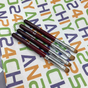 Pinceau à ongles rond français en gel, manche en bois d'acajou, poils en nylon, pour nail art - Product Image 4