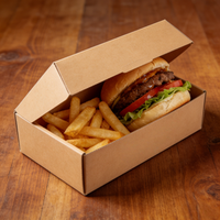 Pochettes en carton ondulé biodégradables personnalisées, écologiques, imprimées avec logo, pour hamburgers, frites et plats rapides