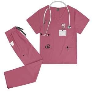 Uniformes médicos clásicos de alta calidad de Color sólido, <span class=keywords><strong>nuevo</strong></span> producto, uniformes de tela Jersey para mujeres y hombres, longitud de manga corta - Product Image 3