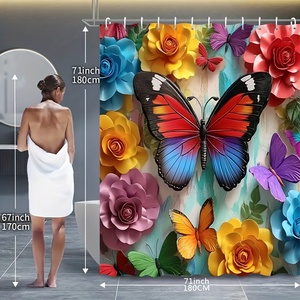 Tùy Chỉnh Tulip Hoa In Phòng Tắm Rèm Đặt Hoa Tùy Chỉnh Thiết Kế Tắm Bộ Với Rèm Tắm - Product Image 2